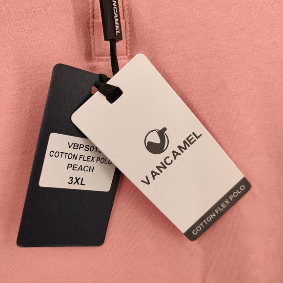 Van Camel Men's Peach Cotton Flex Polo Shirt 1/4 Zip 3XL LUX  Breathable Casual - Picture 3 of 7